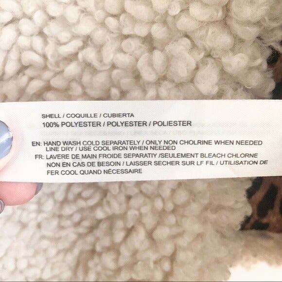 Sherpa Teddy Coat with Leopard Lining Medium Band of Gypsies - Picture 4 of 5